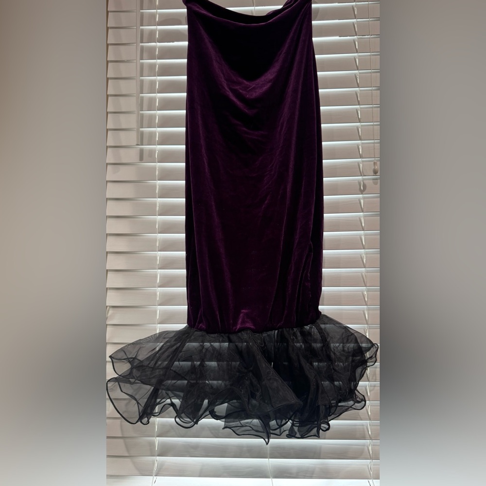 SHEIN Velvet Purple Dress with Black Tulle